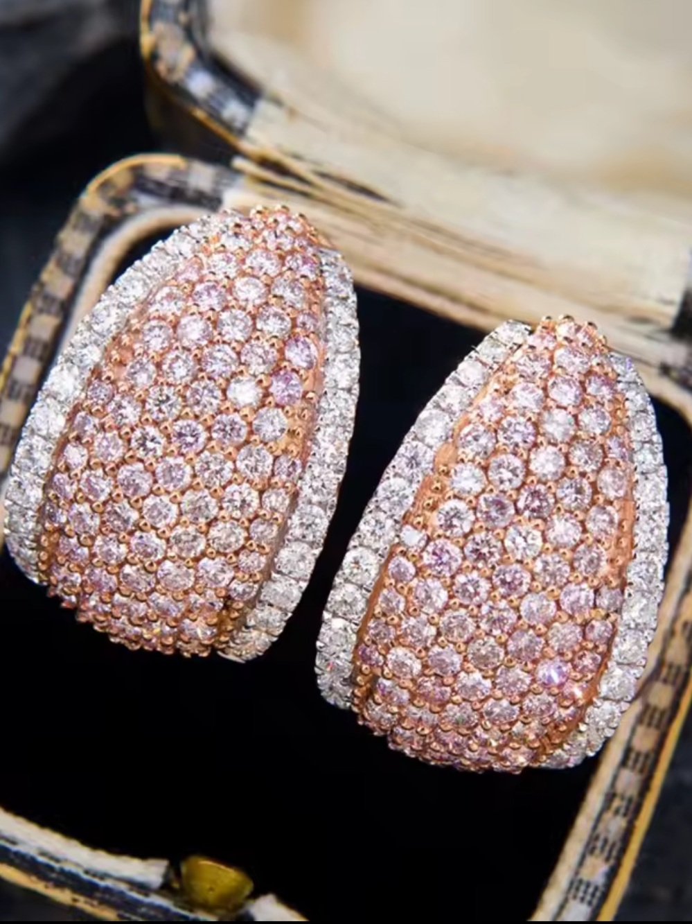 Rose Gold Sparkling Classic Stud Earrings - Picture 6 of 9